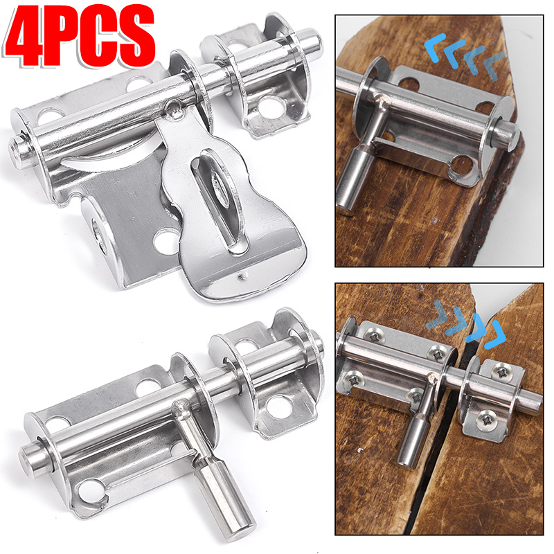 1-4Pcs Door Latches Stainless Steel Heavy Duty Door Bolts Gate Safety Toilet Door Lock Anti-theft Latch Hasp Home Hardware Tools