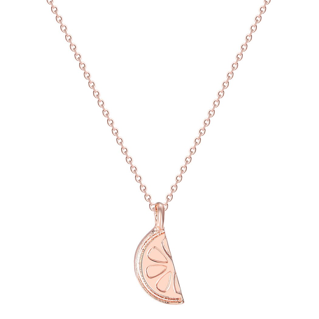 CHENGXUN Gold Gelb Zitrone Anhänger Halskette Für Frauen Solid Gold Obst Charme Halskette Sommer Schmuck Für Mädchen Kinder: Rose Gold Farbe