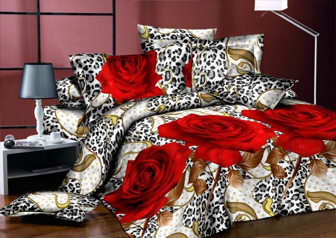 Parure de lit à motif Floral, Rose rouge et noire, ensemble pour literie Queen Size, couette non incluse: VIOLET