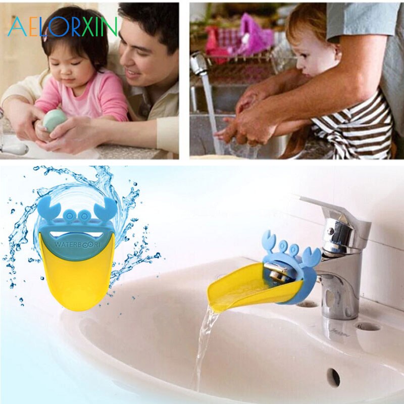 Kit de lavage des mains avec dessin animé de crabe, outil de lavage des mains, prolongateur de robinet, accessoires pour bébés, natation