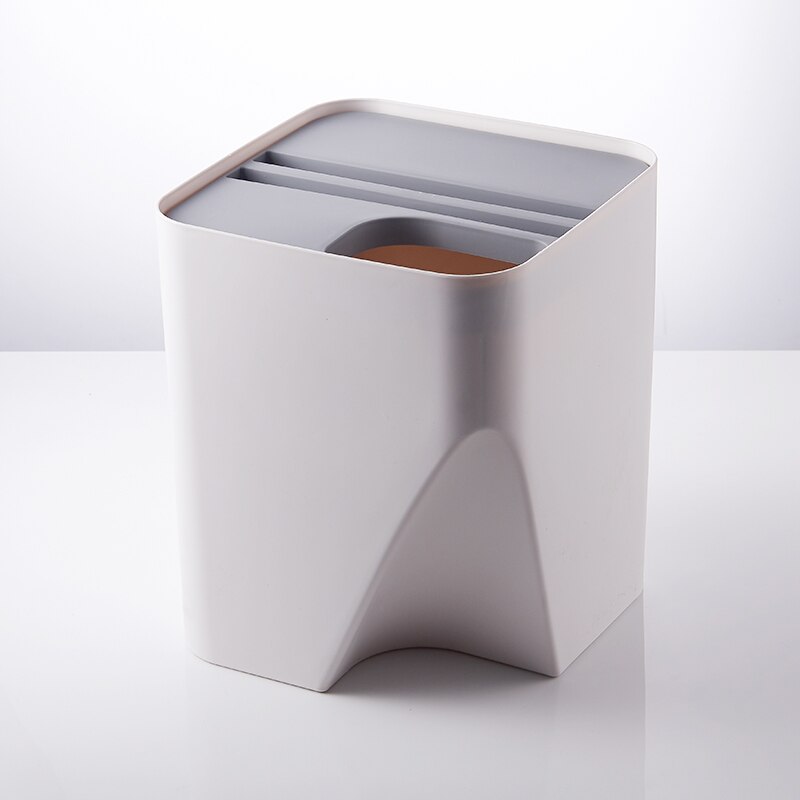 Poubelle de tri domestique superposée en plastique, seau de rangement de cuisine humide et sec, fût en papier de grande capacité: WHITE  L