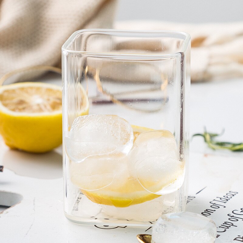 Transparent Borosilicate Glass Cup Rectangle Single Layer Insulated Tea Juice Cup Lead-free Milk Mug Office Water Cup