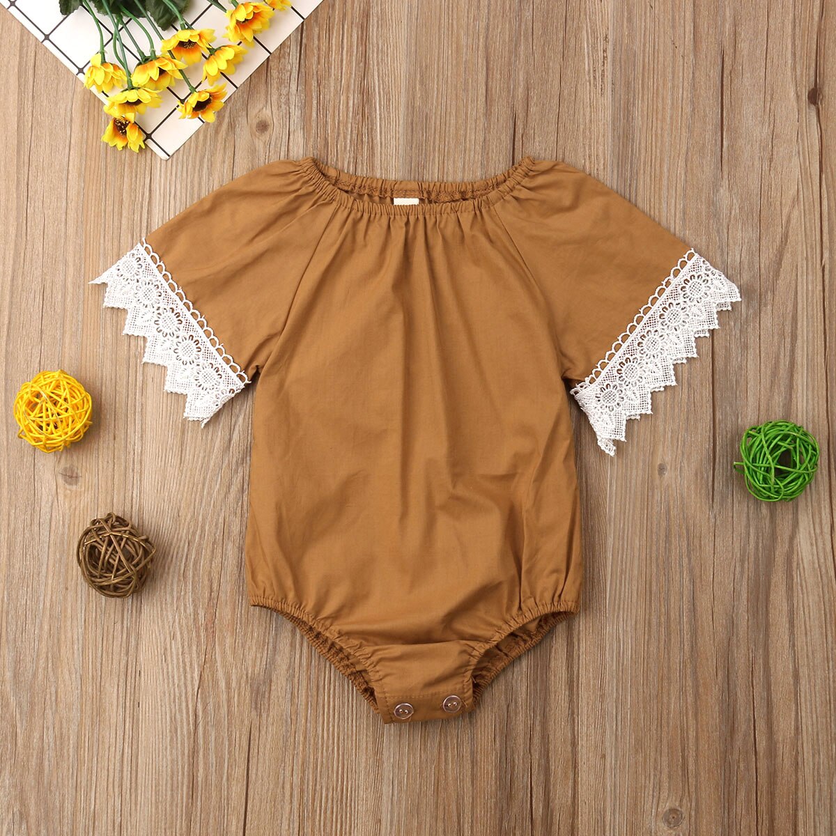 0-24M bebé niña niño body encaje Patchwork de flores manga corta sólido mono verano ropa Casual