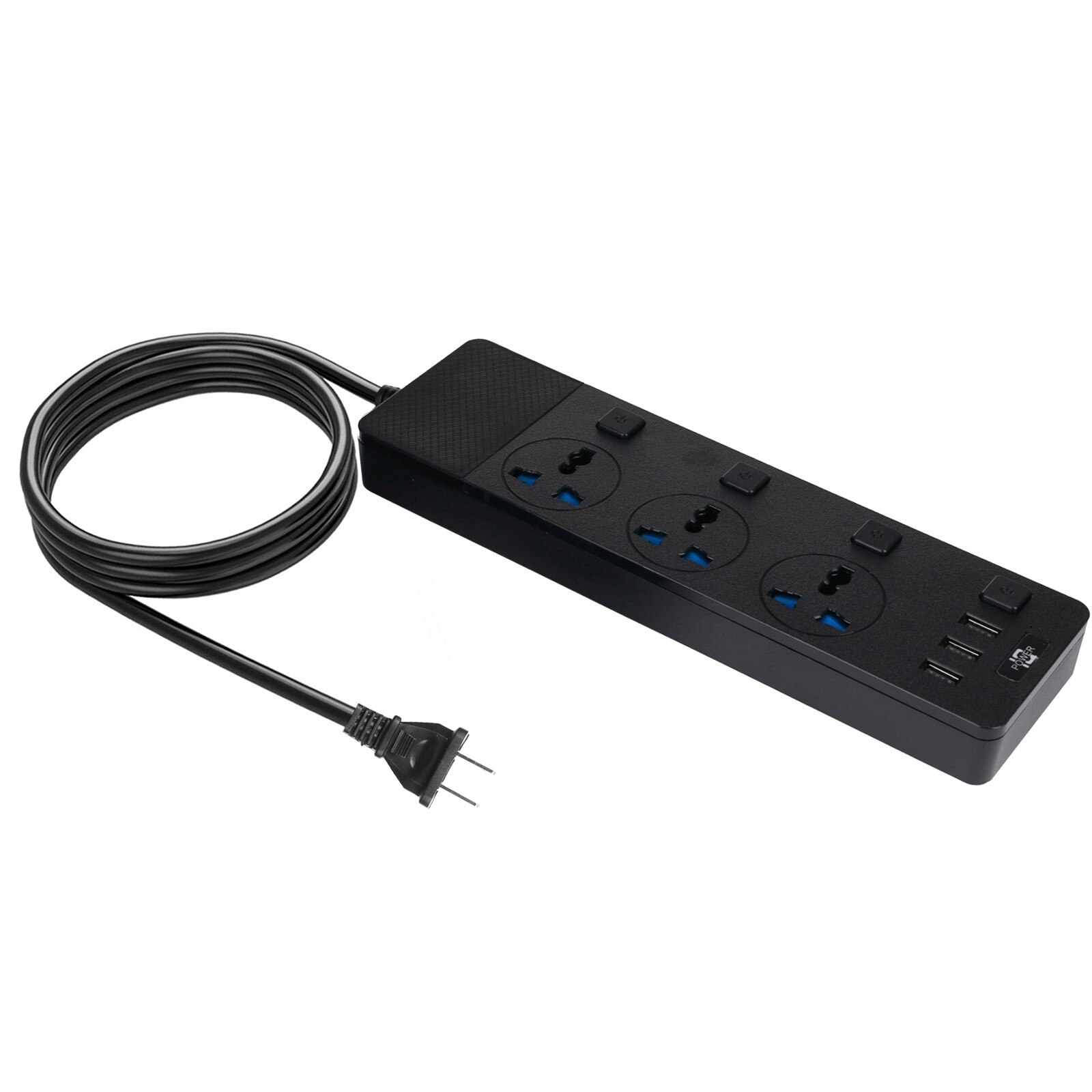 Surge Protector Power Strip, Extension Cord 3 Outlet 3 Usb Port With 4 Switch Electronic Socket Home Office Surge Protector