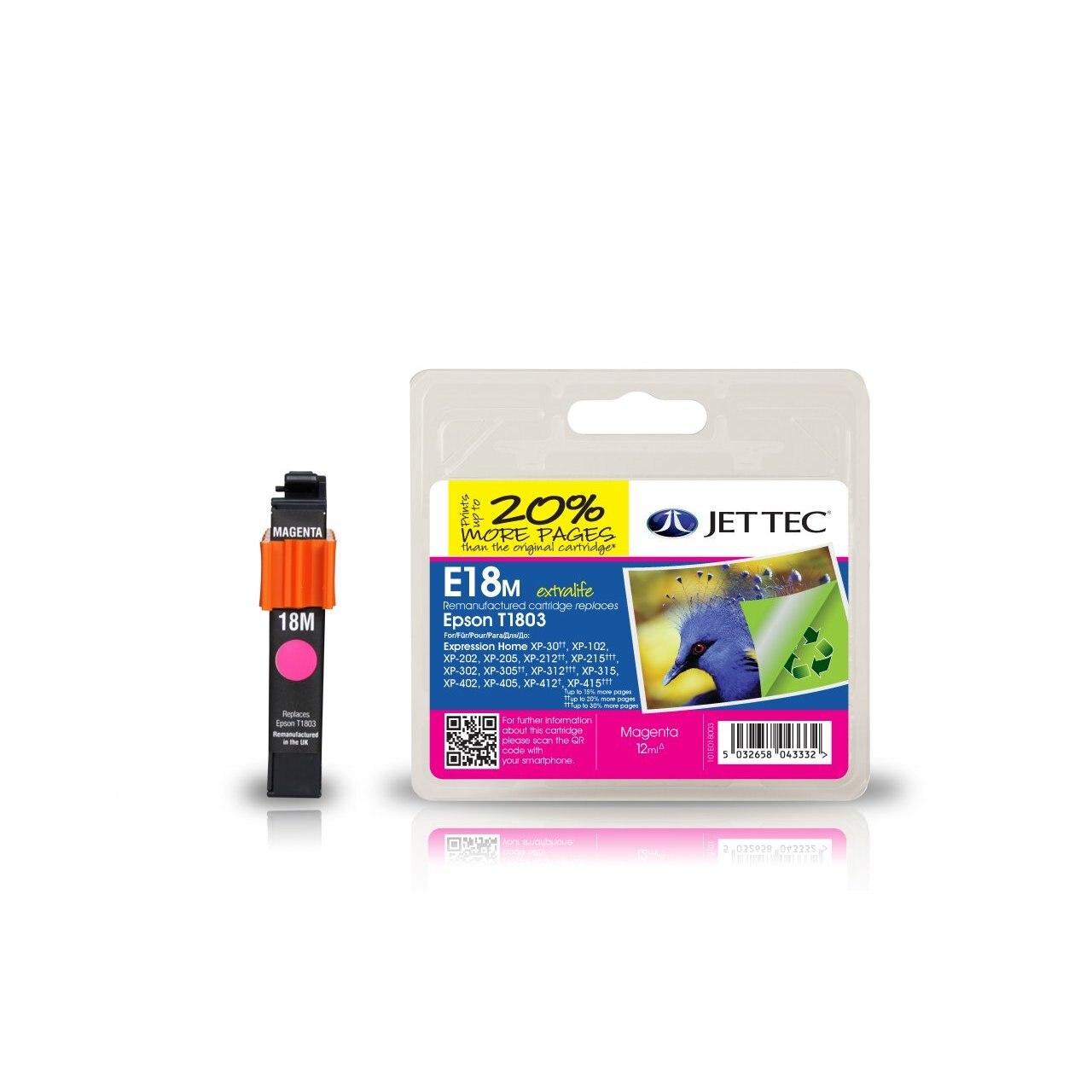 Jet Tec 101E018003 12ml magenta cartuccia d'inchiostro Stampanti a getto d’inchiostro e laser