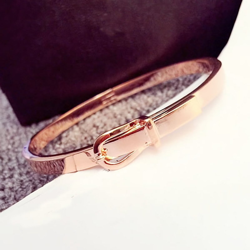 Expandable Wire Open Bangle Bracelet Manchette Women Girls Love Belt Cuff Bracelets Snap Button Stainless Steel Jewelry