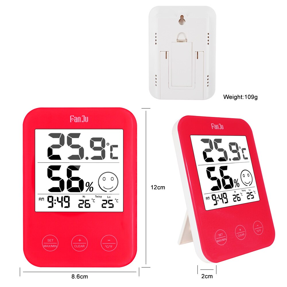 FanJu Digital Wall Table Desk Clock LCD Temperature Humidity Meter Thermometer Hygrometer Comfort Display FJ718