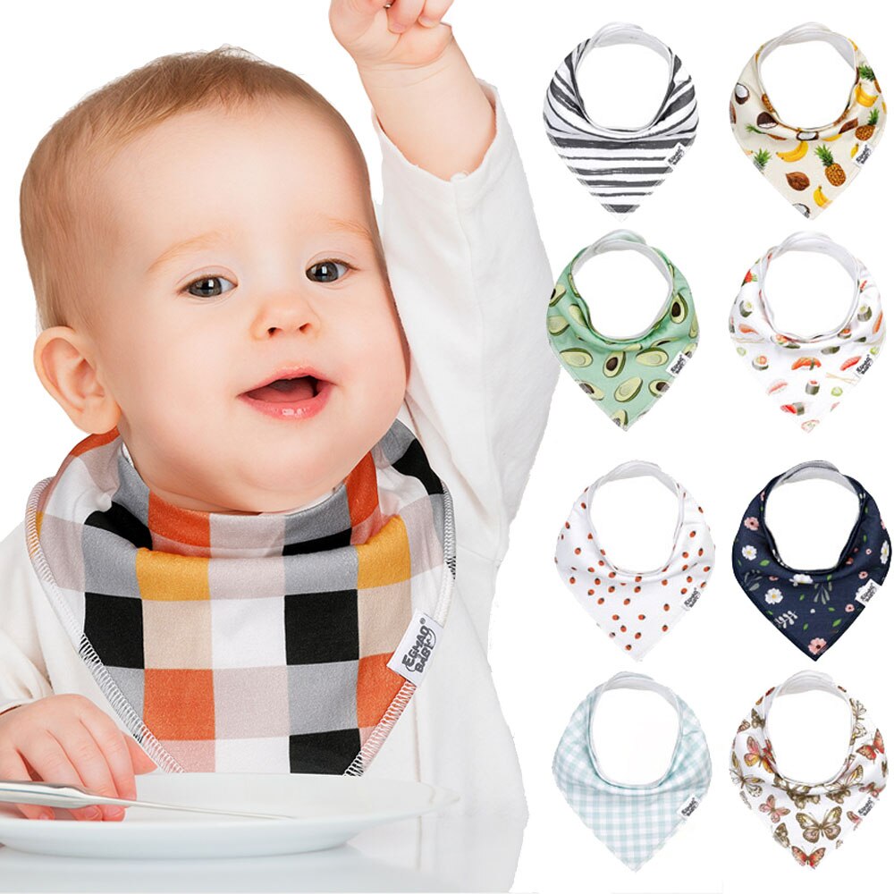 Bavoirs Bandana pour bébés, bavettes pour garçons et filles, 100% coton biologique, doux et absorbant, pour -nés, 8 pièces
