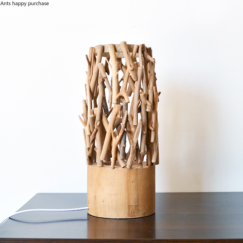 Wooden Flower Arrangement Table Lamp Nordic Style Home Decoration Bedroom Living Room Flower Arrangement LED Table Lamp