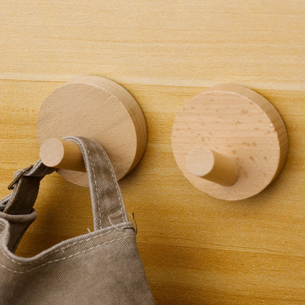 4/1 set träväggkrokar, väggmonterade vägghängare för att hänga handdukar, kläder, nyckelringar, heminredning, krokar med lim