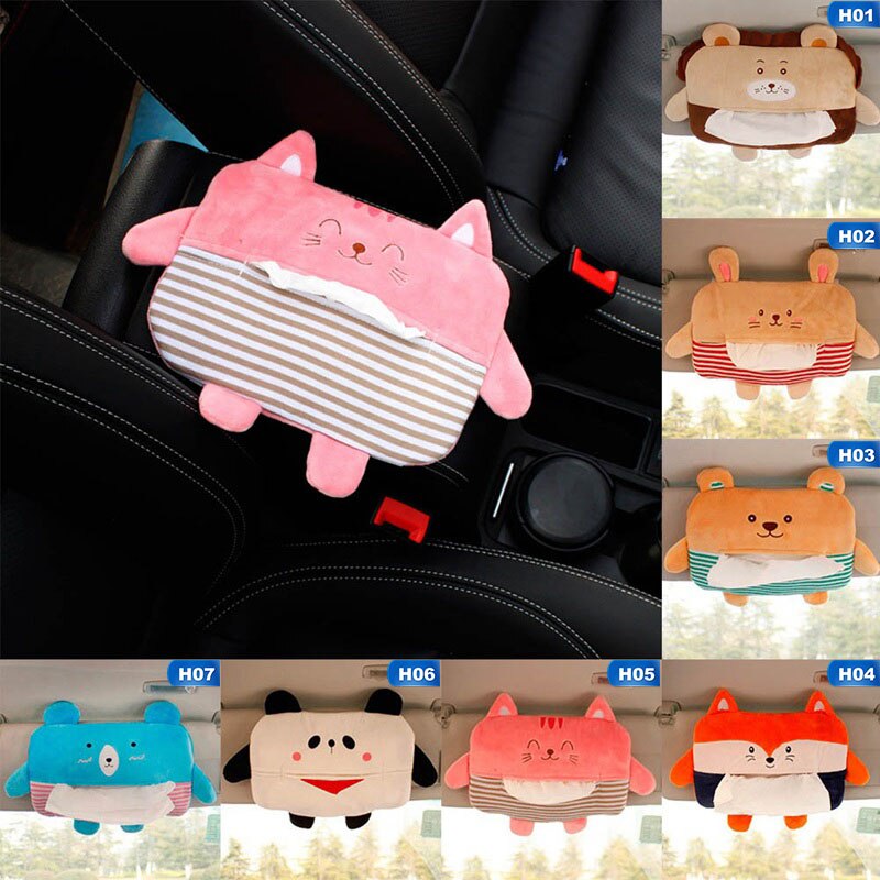 Auto Cartoon Zonneklep Tissue Doos Auto Tissue Dozen Cartoon Leuke Dier Auto Terug Opknoping Pompen Papieren Handdoek