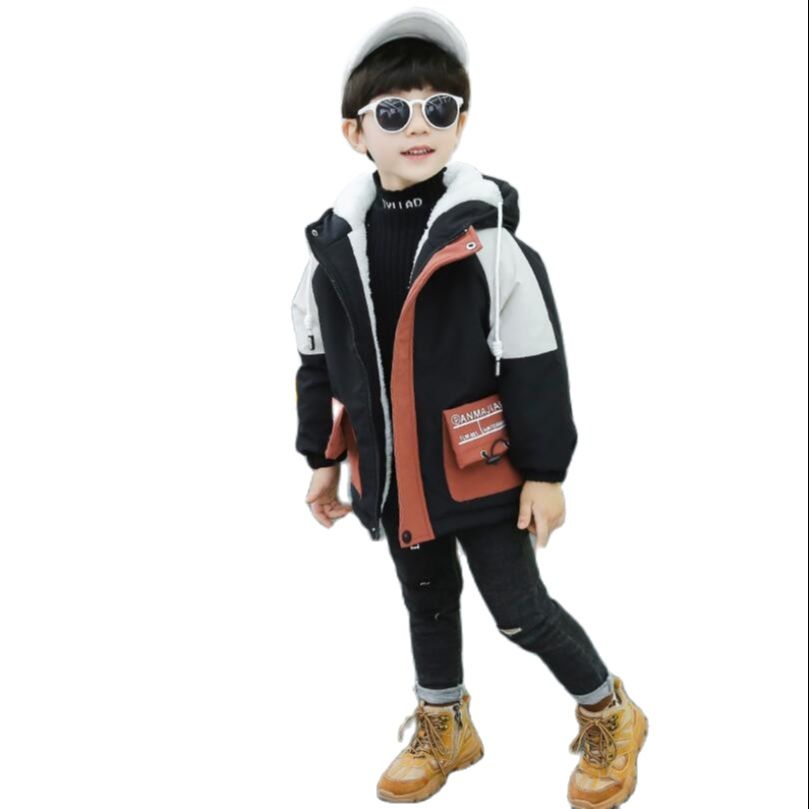 Baby Boys Clothes Winter Thicken Fleece Lining Warm Jacket Children Long Hooded Waterproof Coat Sport Windbreaker Outfit