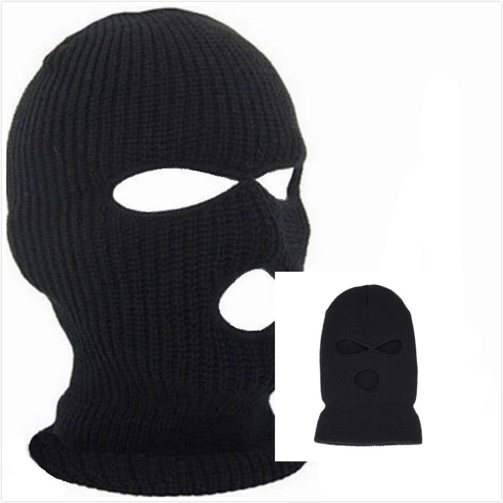Newly 3 Holes Ski Mask Hat Full Face Mask Knit Cap Shield Bean Hat Winter Warm Hat