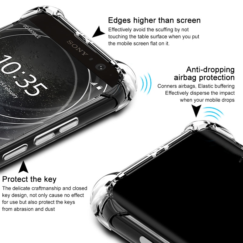 Funda Cherie a prueba de golpes para SONY Xperia XZ3 XZ2 XZ1 XA1 10 Plus XZ X XA XA3 XA2 Plus funda Ultra compacta de TPU transparente