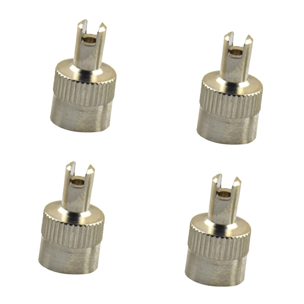 4Pcs Replacement Motorcyle Car Slotted Head Valve Stem Caps & Remover Tool