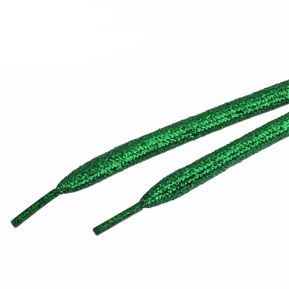 1 paire de lacets brillants de 120cm, paillettes plates, couleurs scintillantes, chaussures scintillantes: green