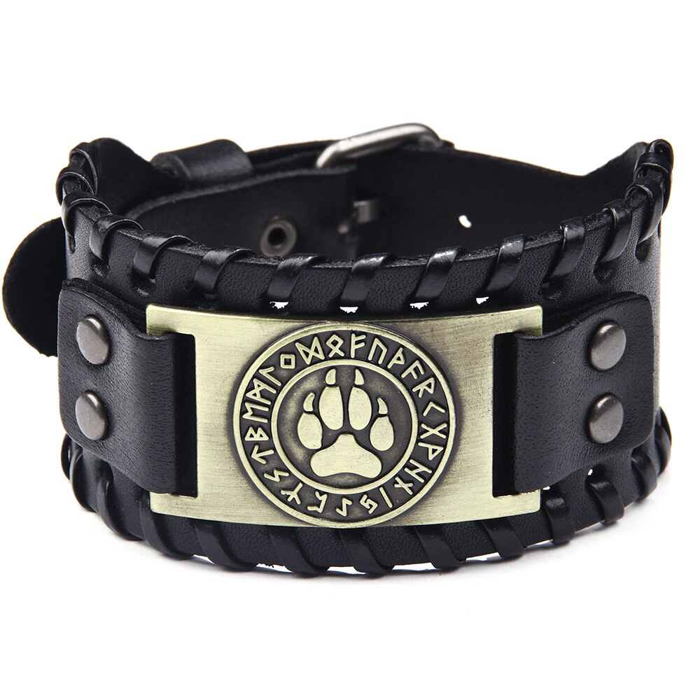 HNSP braccialetti in pelle intrecciata con artiglio di orso Vintage per uomo braccialetti tribali etnici con ciondolo vichingo uomo: Viking bracelet 2