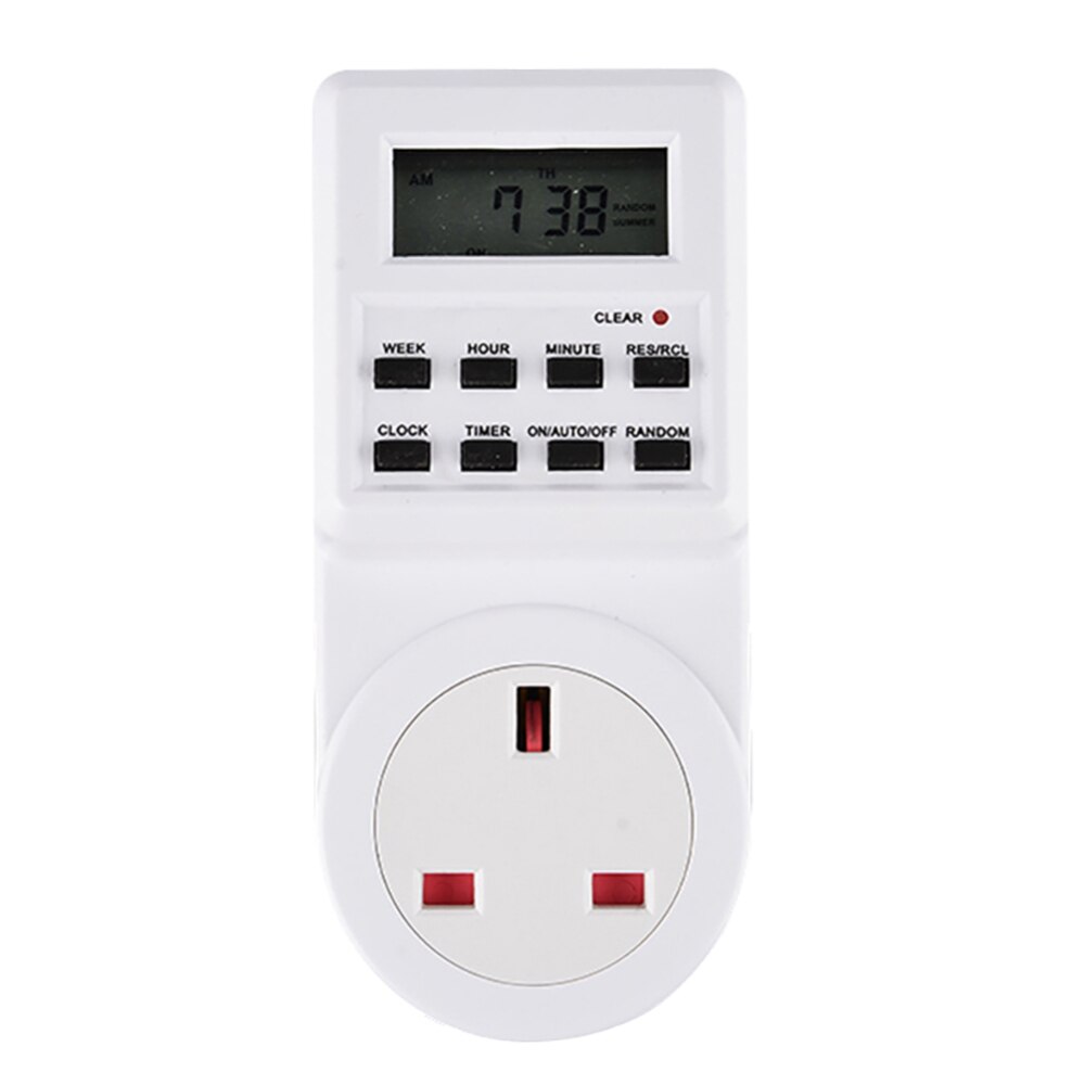 Digital Time Switch Timer With UK Plug Socket Weekly Programmable Electronic Digital Timer Switch LCD Display 13A 230V 50Hz