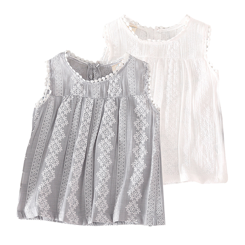Del bambino Delle Ragazze della Camicetta Bambini di Estate casual Tee Camicette Cotone Con Stampa Floreale Senza Maniche Magliette e camicette con il Disegno Della Nappa