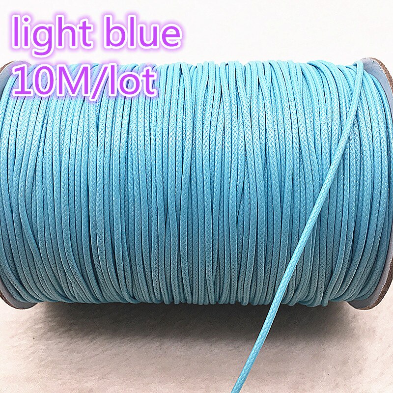 10M Durchmesser 1,0mm Gewachste Baumwolle Schnur Gewachst Gewinde Schnur String Strap Halskette Seil Bead Für Schmuck Machen DIY armband: 03light blue