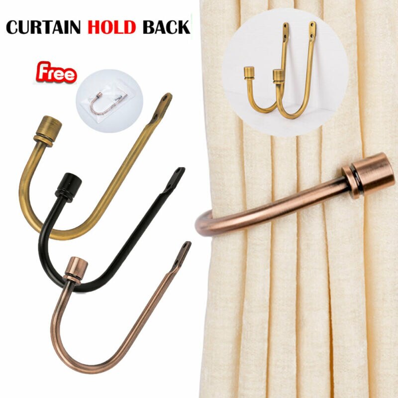 En forme de U grand rideau tenir en arrière en métal cravate gland bras crochet porte-boucle fenêtre mur décoration maison fournisseurs