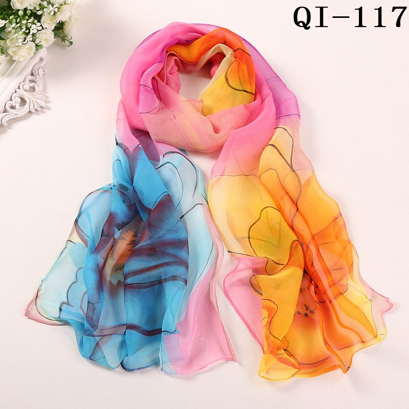 Multiple Colour Lotus leaf Flower Chiffon Georgette Bandana Scarf Women Foulard Long Shawl Summer Hijab 50*160CM
