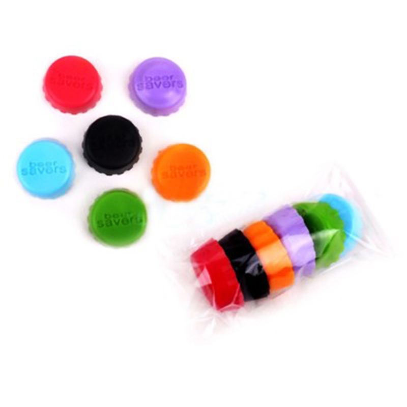 6 Pcs/set Silicone Beer Bottle Cap Reuse Practical Colorful Wine Beer Beverage Bottle Sealer Stopper Cover