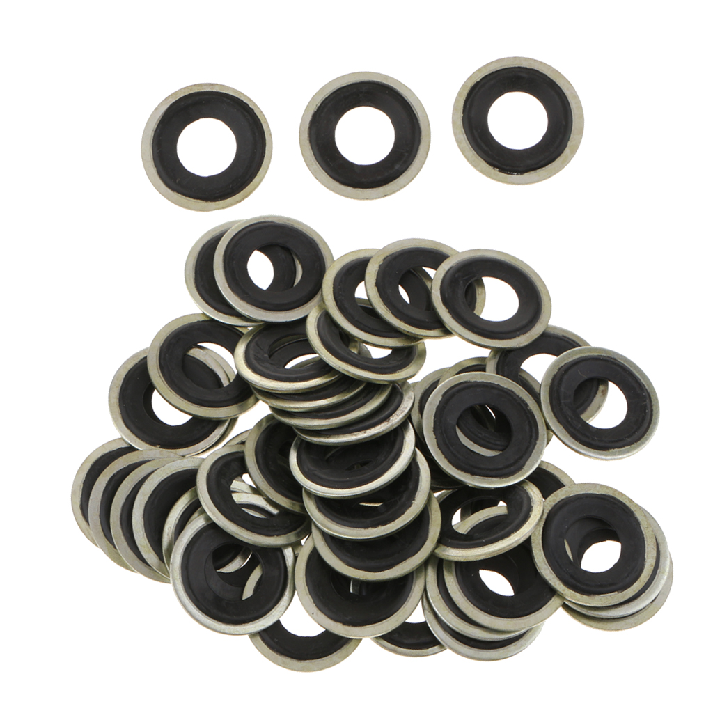 50 stück 14mm Metall Öl Ablauf Stecker Zerquetschen Waschmaschine Dichtungen Für GM Chevrolet Dorman M14 (Schwarz & Gelb)