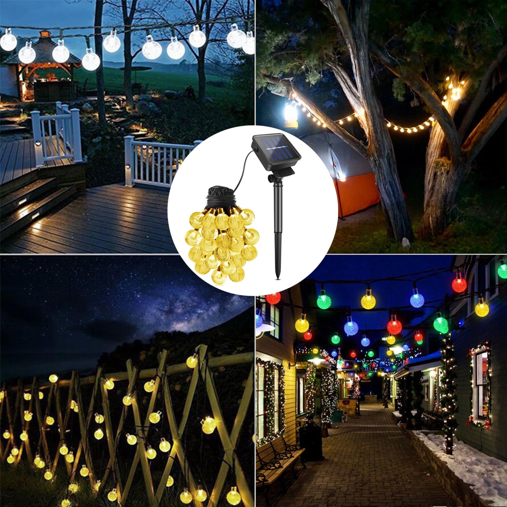 thumbnail interactive-video image 1 of Worthown Solar Powered LED String Lights – 39.4ft 100 LED – Waterproof RGB Garden Decor – 8 Modes 1 of 2