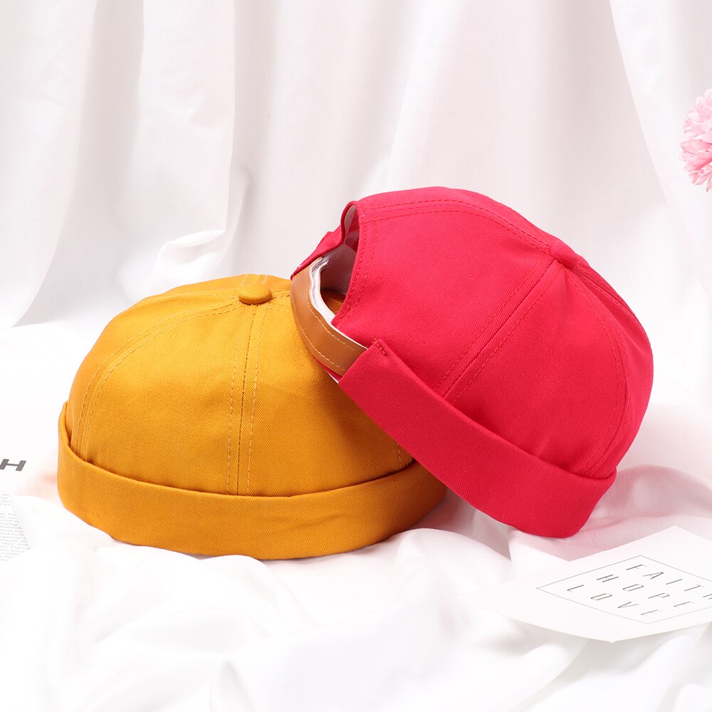 Sombrero Brimless para hombres y mujeres, capó ajustado de algodón, gorra de Skullcap roja pequeña juvenil, gorra sin visera negra para verano, boina de reloj marinero Docker