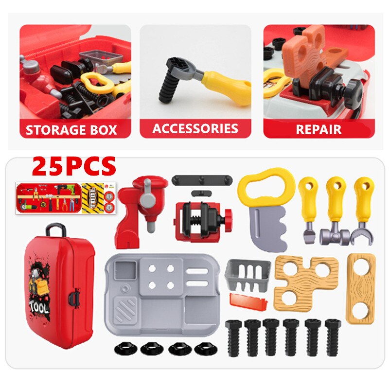 Kids Toolbox Kit Pretend Play Simulation Repair Tools Toys Plastic Game Learning Engineering Tool Toys Xmas For Boys Kids
