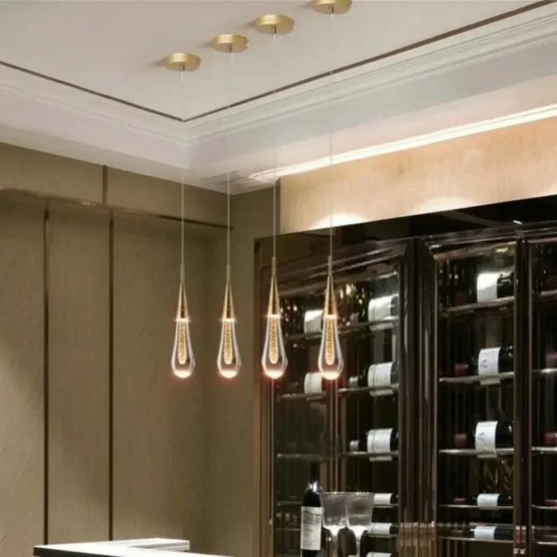 Goutte d'eau plafond lustre bulle cristal suspension lampe salle à manger décor chambre lampe Bar café Led lumières maison suspension