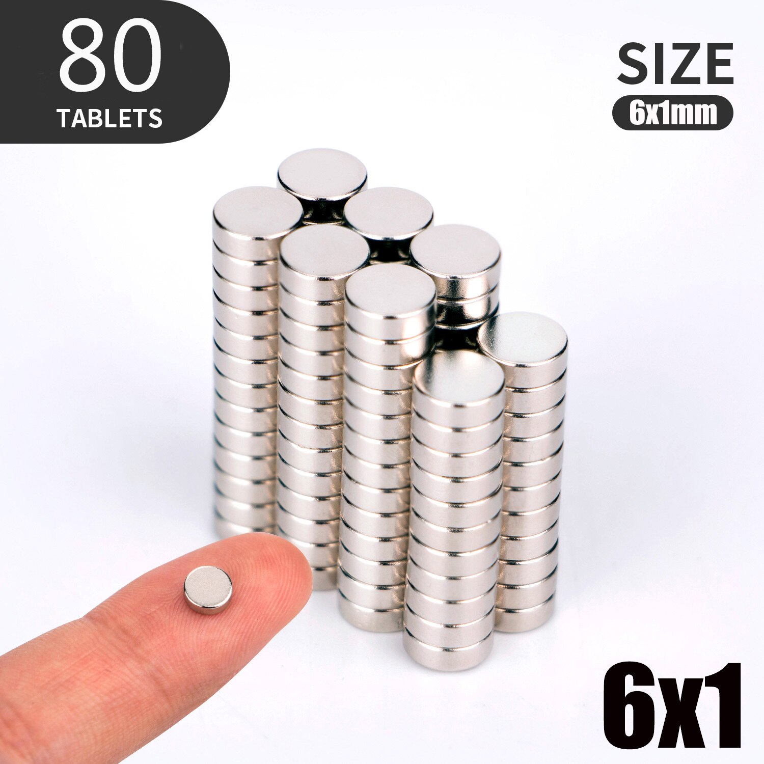 20 50 100PCS/Lot 5x2 6x1 6x1.5 6x2 6x3 6x4 6x5 6x6mm Magnet Small Round Magnet Strong magnets Rare Earth Neodymium Magnet: 80pcs(6x1)
