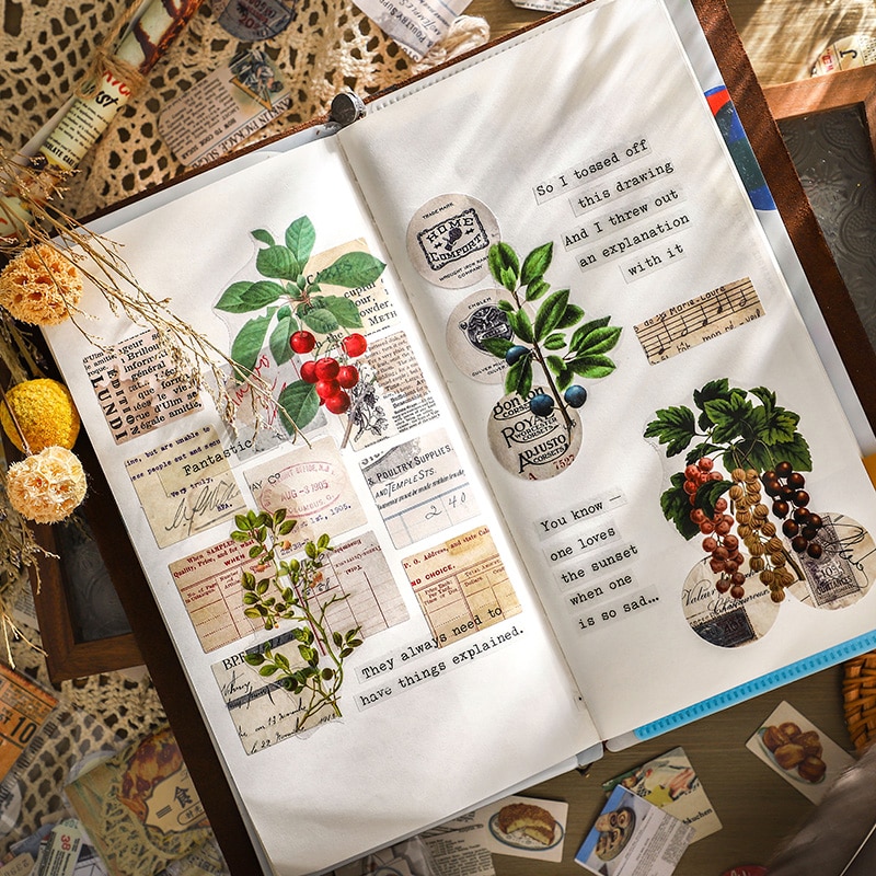 80PCS Vintage Label Ticket Stickers DIY Scrapbooking Junk Journal Base Collage Phone Diary Album Seal Decoration