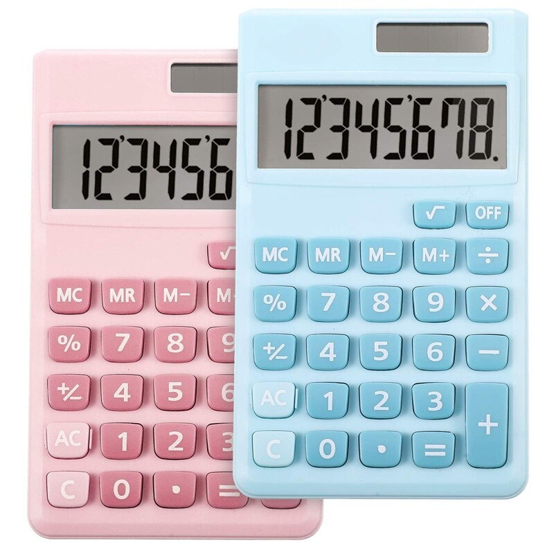 Calculators Mini Digital Desktop Calculator with 8-Digit LCD Display, Battery Solar Power Smart Calculator Pocket Size
