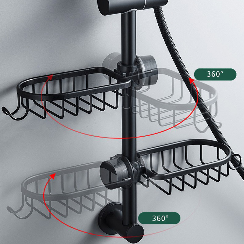 Bathroom Shelves Shower Rack Aluminum Basket for Shampoo Soap Bathroom Storage Adjustable Kitchen Faucet Sink Rag Holders