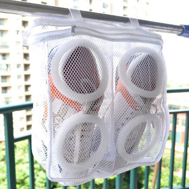 Durable Polyester Washing Shoes Mesh Net Air Bag Pouch Washing Machine Cleaner Laundry Bag Case Shoe Hanging Bag For Durable