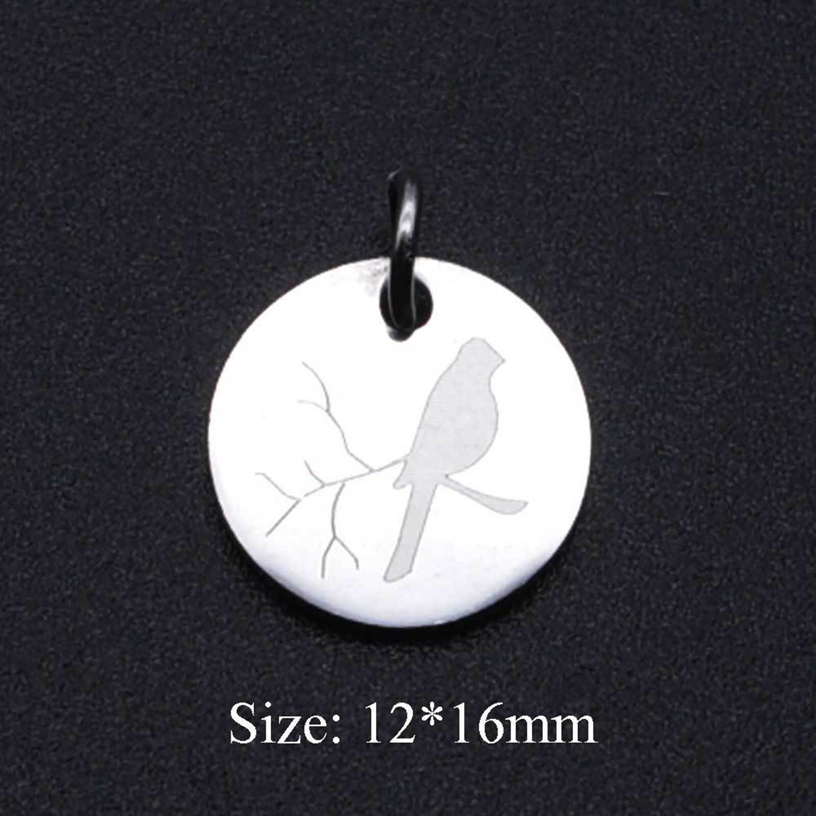 Breloques rondes multicolores en acier inoxydable 304, pendentifs métalliques à motif d'oiseau, fabrication de colliers et de Bracelets, bijoux 16mm x 12mm,2 pièces