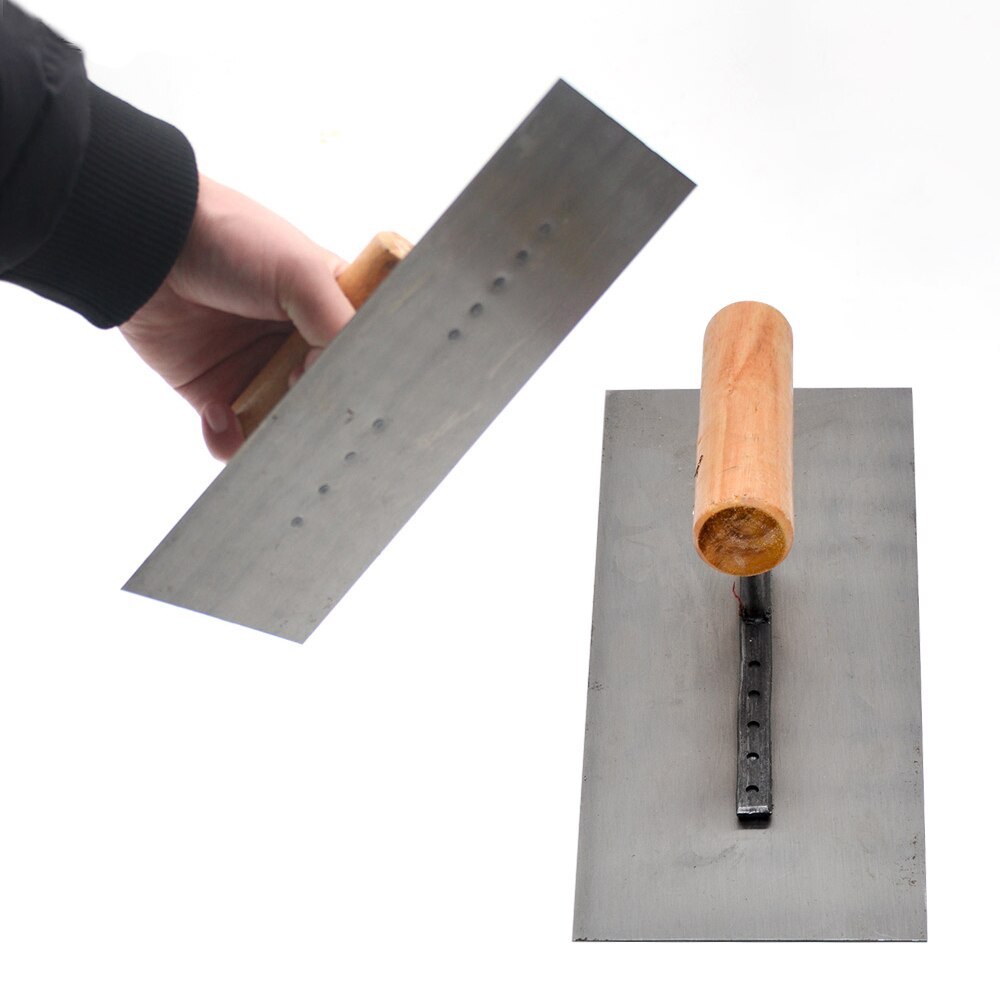 Plastering Gauging Trowel Square Edged Tip with Wood Handle Flooring Grout Float Tiling Tool Wall Concrete Scraping Tool