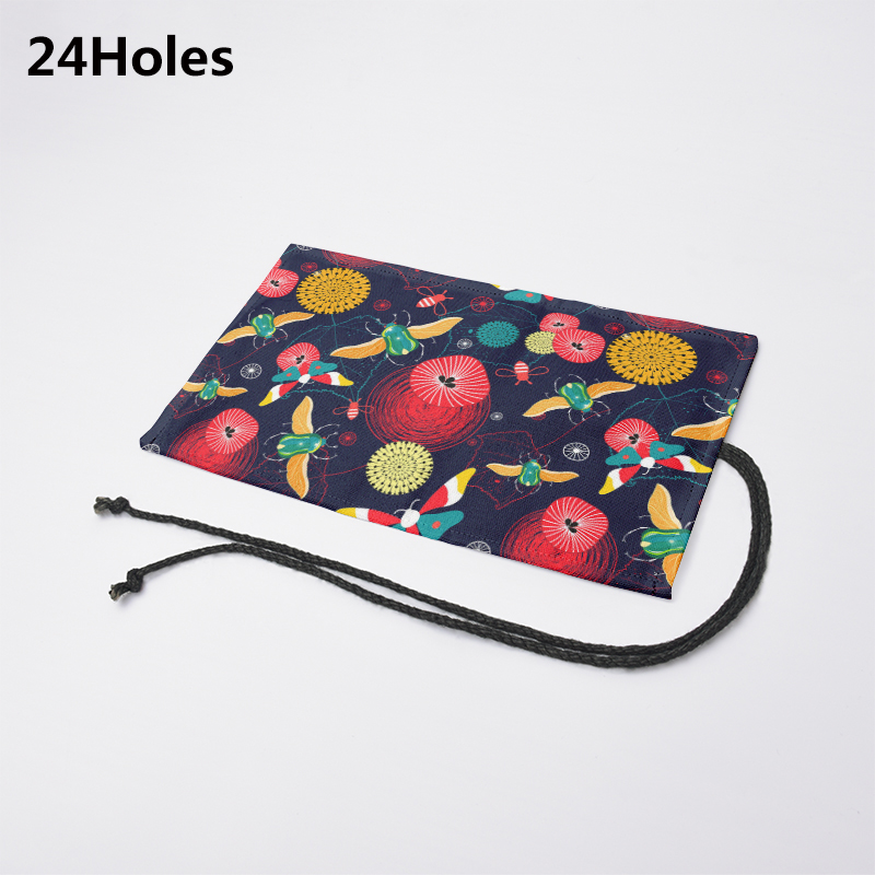 Estuche de lona con 12/24/36/48/72 agujeros, bolsa de almacenamiento de papelería escolar, estampado a la , para lápices, rollo de bolígrafo, cortina Unisex: 24K-2