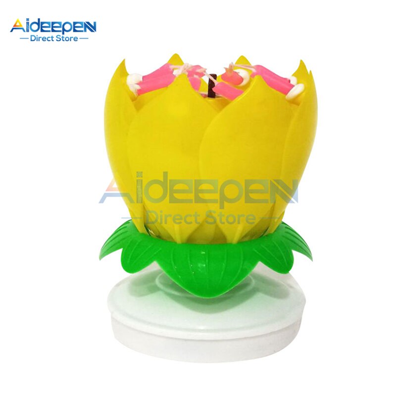 LotusBirthday-Velas giratorias de música, coloridas velas giratorias, Festival de Navidad, música decorativa, de boda, decoración de pasteles DIY: Rotating Yellow