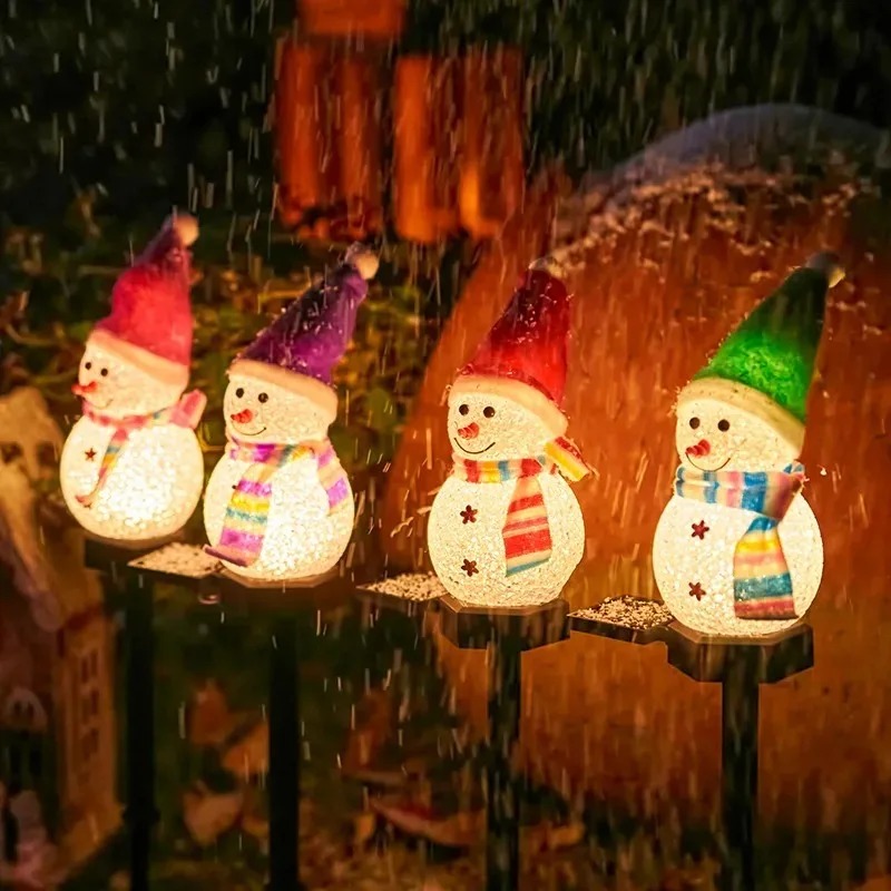 Christmas Pathway Lights Solar Powered LED Snowman Lamps Outdoor Ground Stake Light For Garden Patio Pathway Yard Decorations