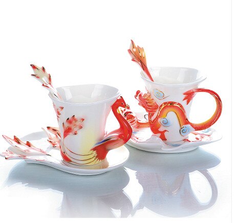 Påfågel kaffekopp keramisk benporslin 3d färgvalentinsdag bröllop bestie vänner födelsedag kopp