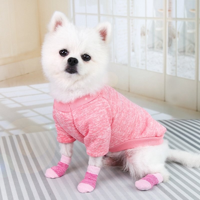 4Pcs/set bota de otoño e invierno de goma Calcetines Anti-arañazos de los gatos Patucos Perro Pequeno Calze de Calcetines Mascotas