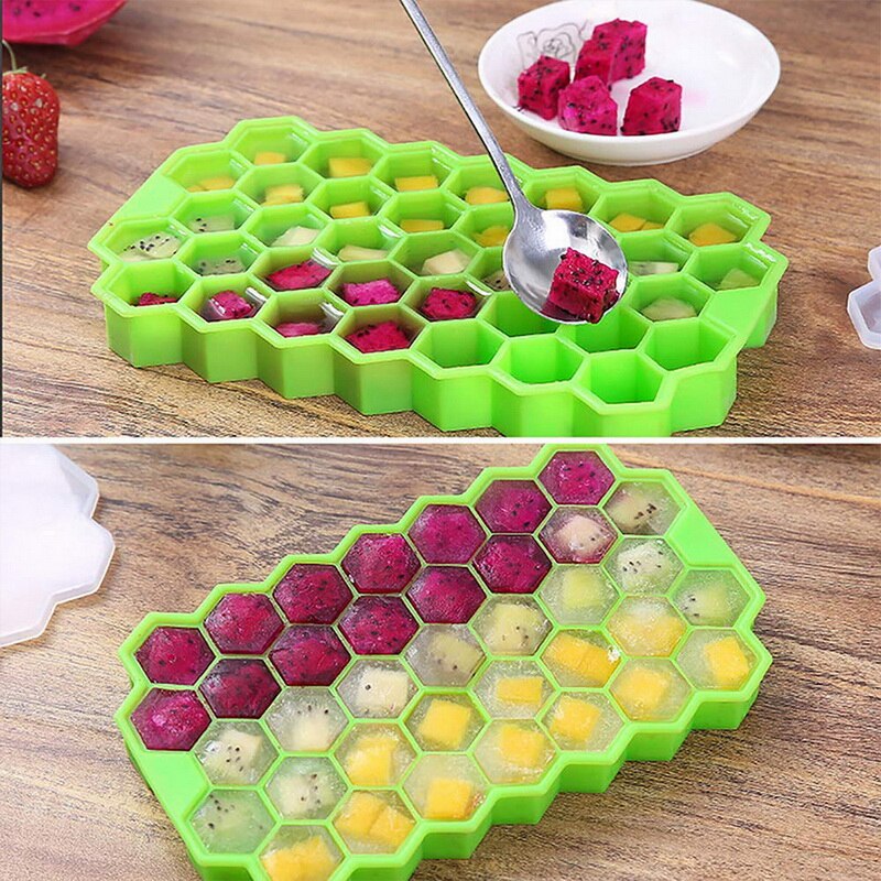 Easy-Release Ice Cube Silicone Honeycomb Ice Cube Molds Tray For Wine Whiskey DIY Ice Cube Ray Mold Bar Cold Drink Tools