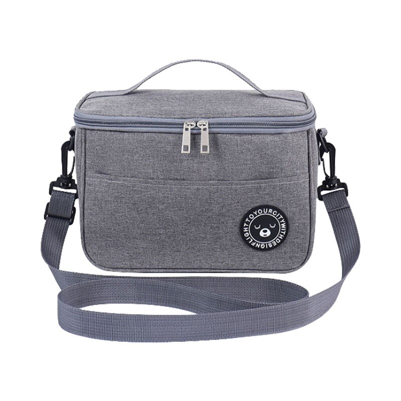 Size Kleine Voedsel Thermische Lunchbox Tas Duurzaam Waterdicht Kantoor Koeler Lunchbox Organisator School Kids Geïsoleerde Case Met Riem: Gray