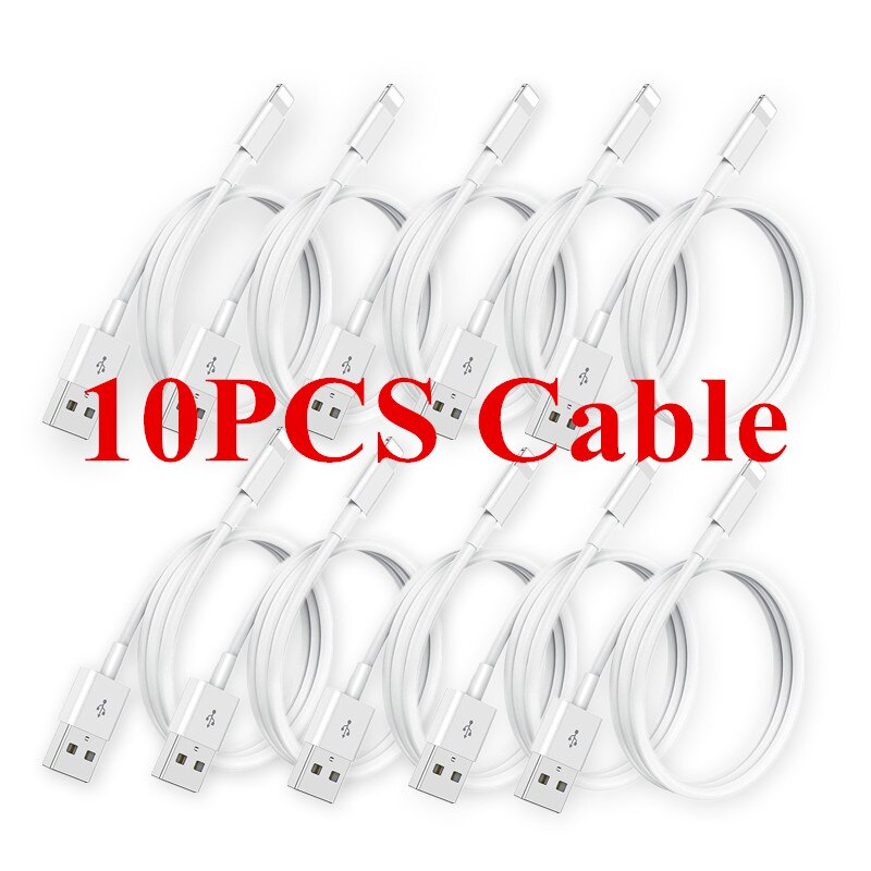 10Pcs Verpakking Originele 5V 1A Wall Charger Usb Charger Voor Iphone 4 5S Xs Xr 8 7 6S Plus 11 12 Snelle Lading Reizen Power Adapter: 10pcs cable 1m