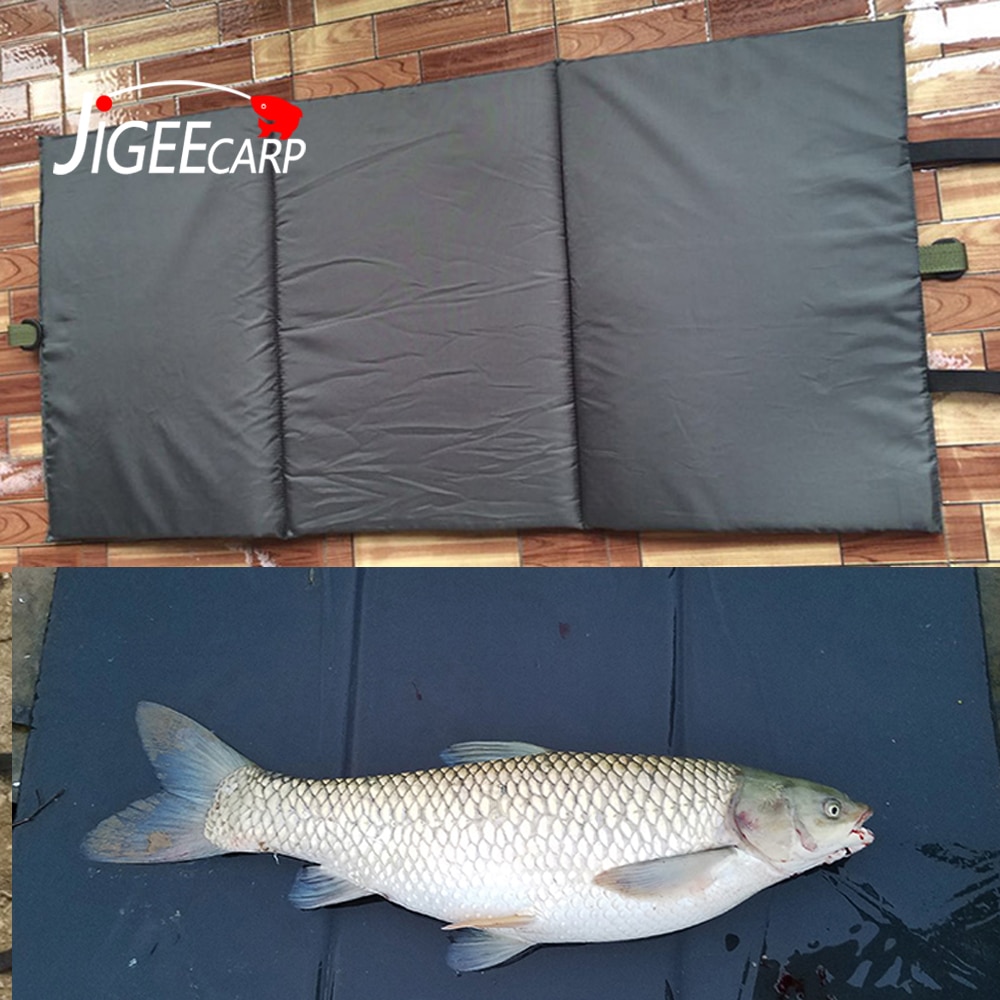 Jigeecarp 95 x 46cm karpefiskeri afkrogningsmåtte karpefiskeri sammenfoldelig landingsmåtte polstret til beskyttelse af fiskepleje fiskegrej