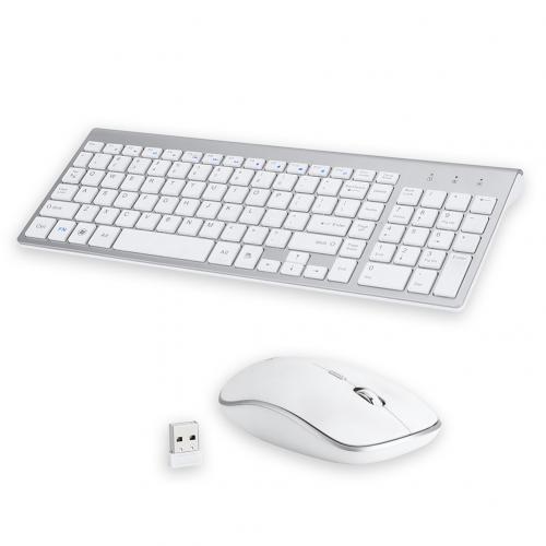 Wireless 2.4G Keyboard and Mouse 800-1200DPI Mechanical Keyboard Mouse Set for Laptop Computer Ultra-thin Keyboard Mouse: white