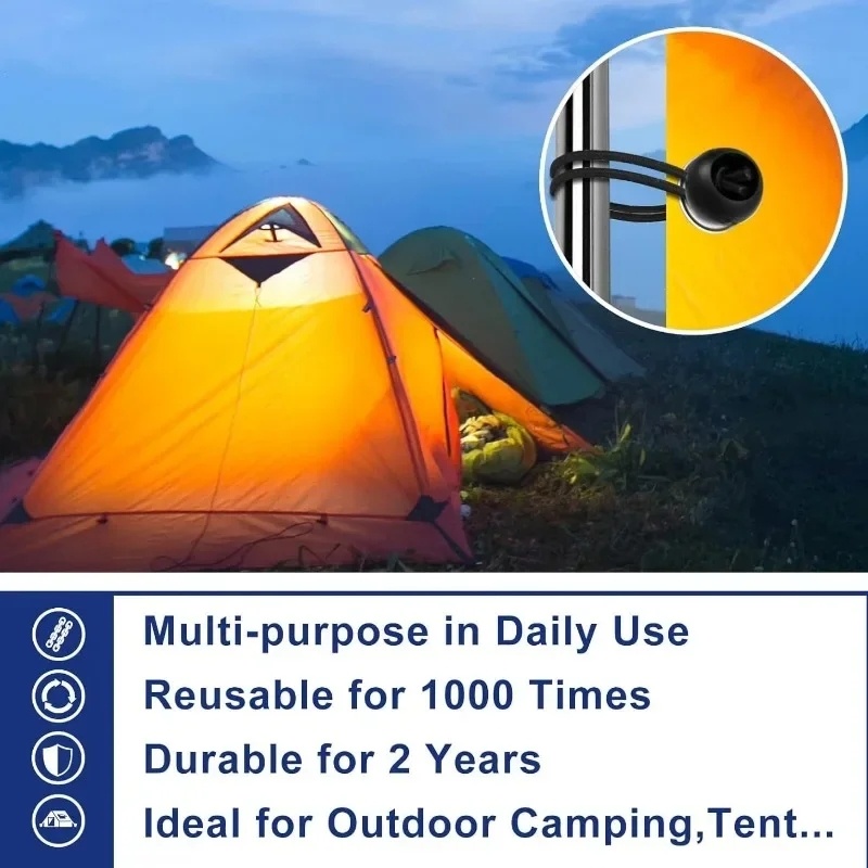 10 Stuks Bungee Bal Dekzeilen Canvas Dekzeil Vlaggenmast Banden Koord Uiteinden Elastisch Touw Kant Vaste Boot Pole Camping Tent accessoires